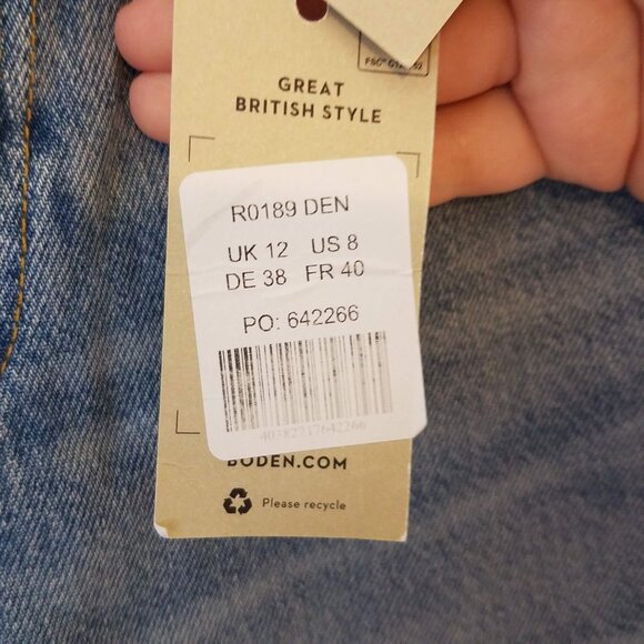 Boden Jeans Womens US 8 EU 12 Blue Relaxed Straight Turn Up Ankle Skimming R0189 - Picture 5 of 10